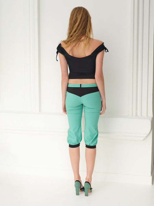Toque panelled capri trouser - mint