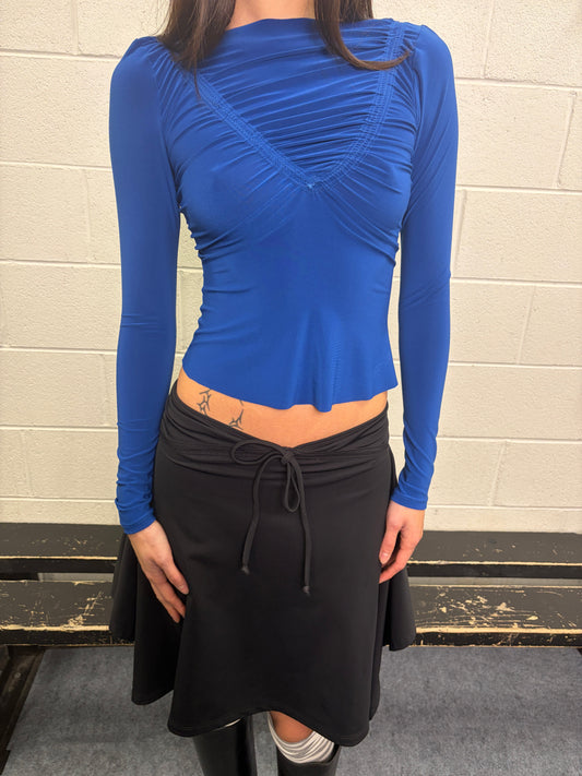 Gathered long sleeve - cobalt blue
