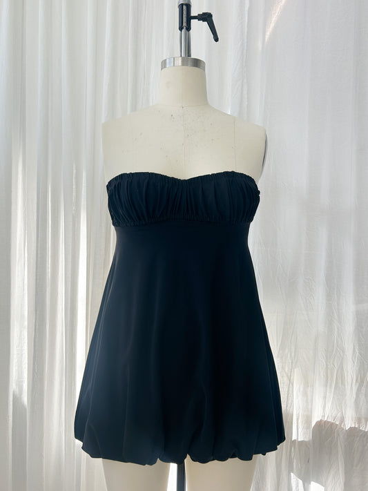 Black Puff Mini Dress - 16/18