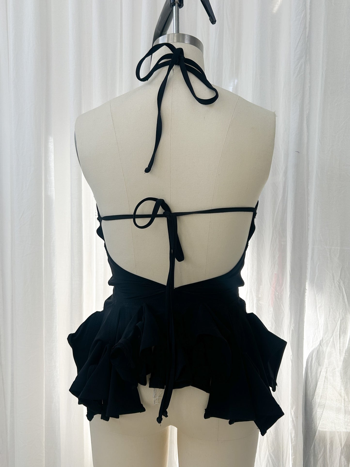Ruffle peplum top - black (extra small)