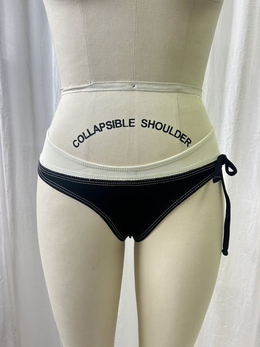Black/Pearl Low Waisted Bikini Bottom - S