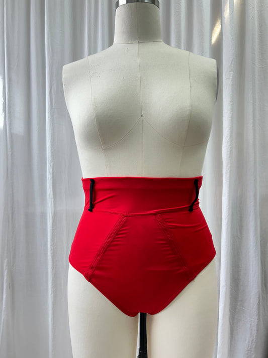 Red High Waisted Bikini Bottom - M
