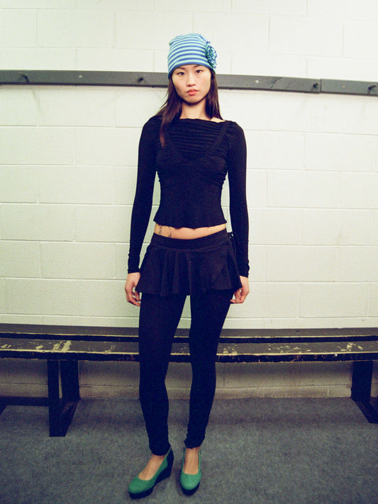 Gathered long sleeve - black