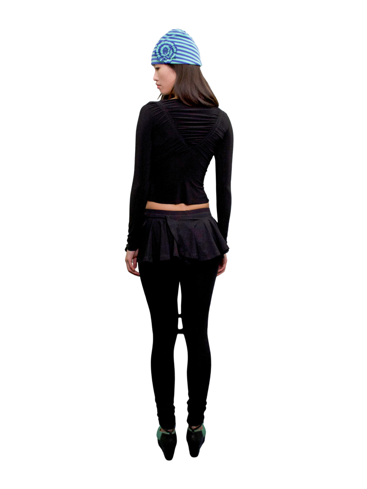 Skirted flute legging in organic cotton - black