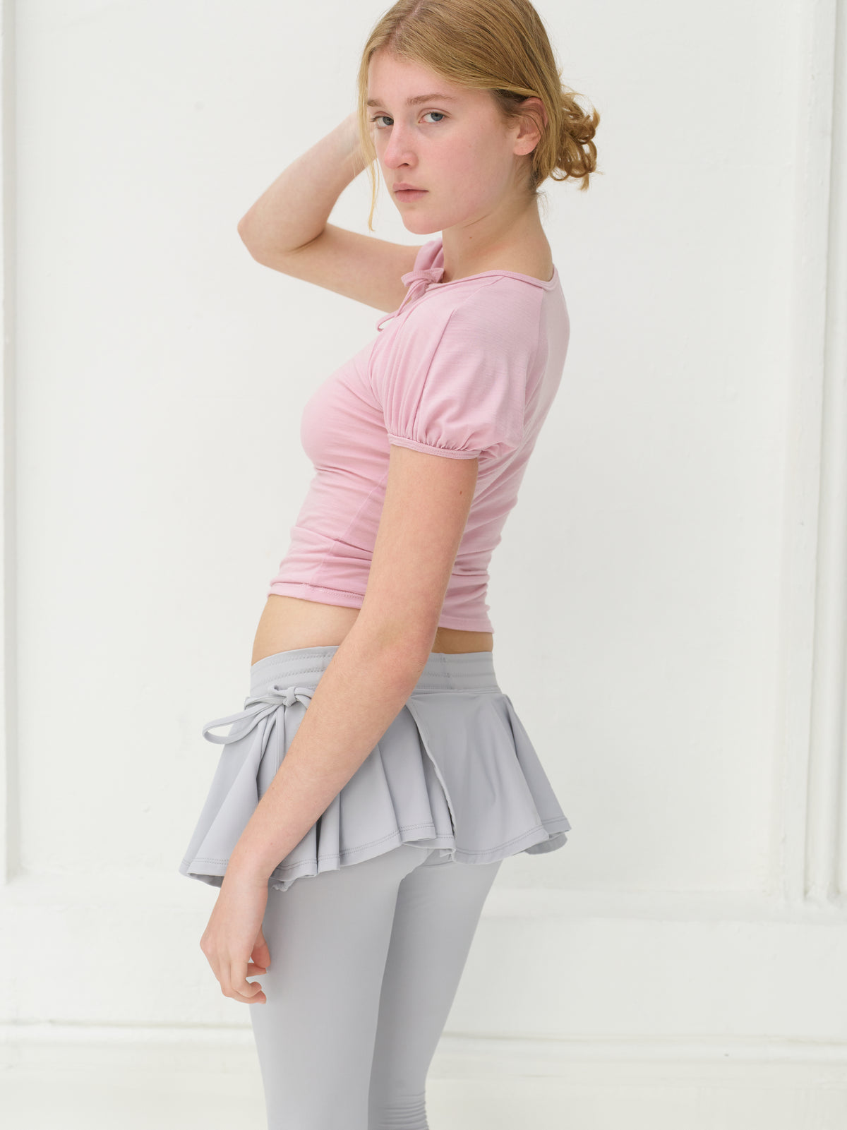 Premium merino wool raglan keyhole tee - dusty pink