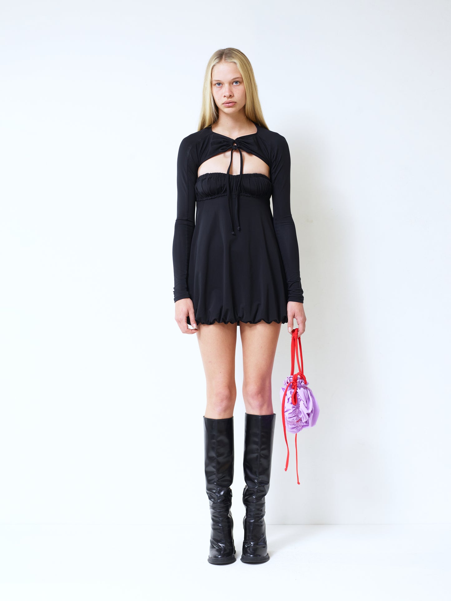 Puff mini dress - black