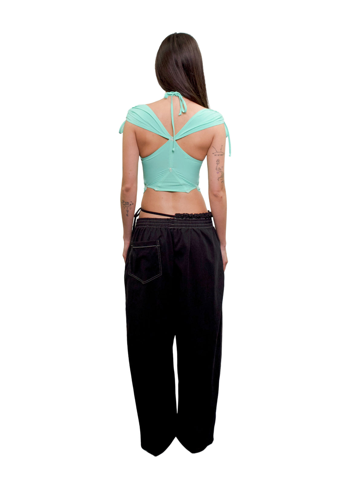Frilly Twill Trouser in cotton tencel - black