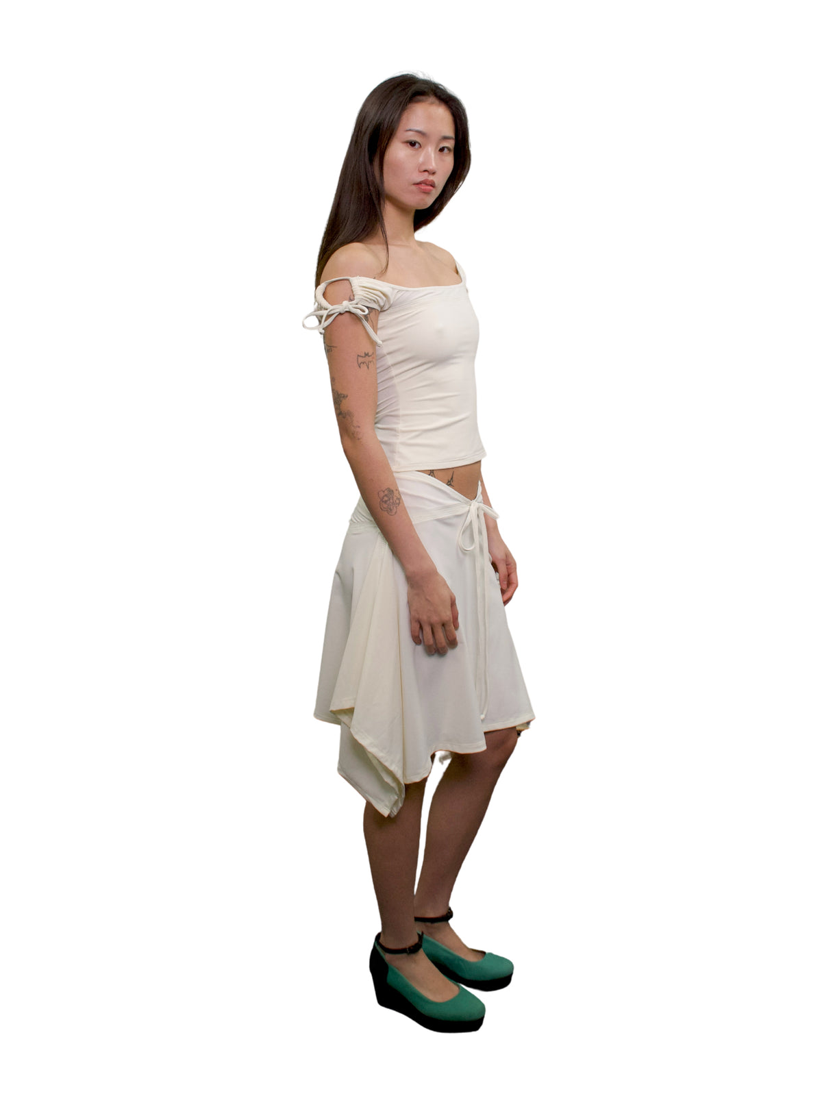 Midi handkerchief skirt - pearl