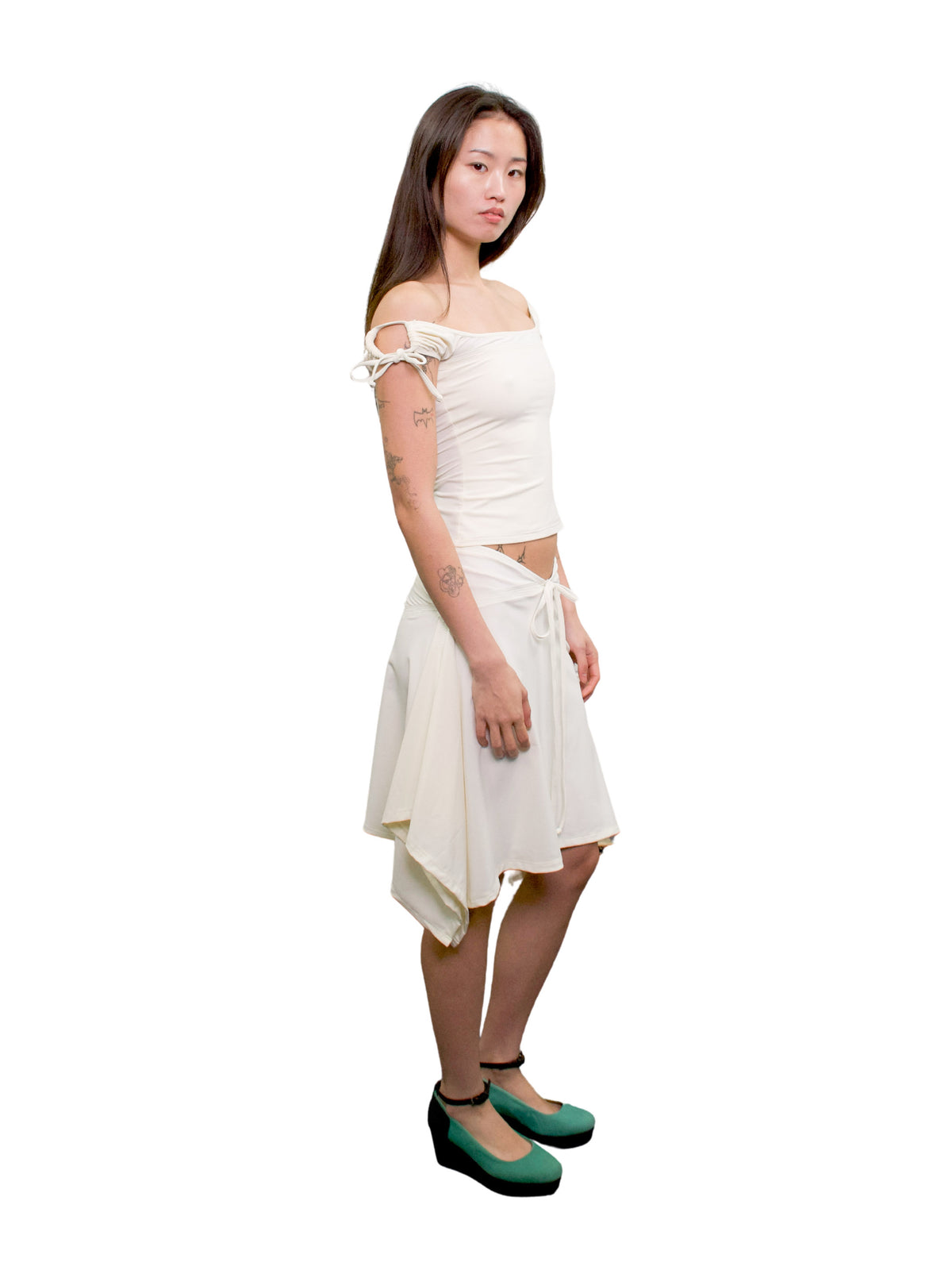 Midi handkerchief skirt - pearl
