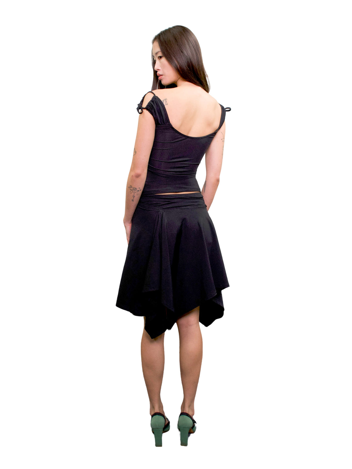 Midi handkerchief skirt - black