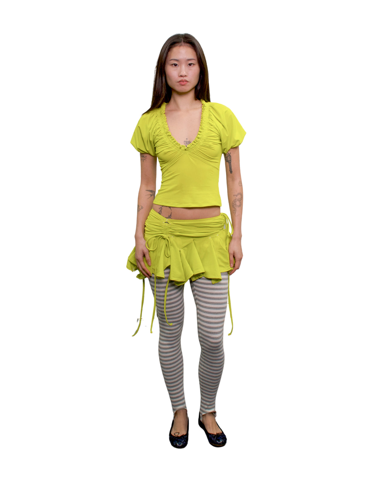 Frilly bloom blouse - chartreuse