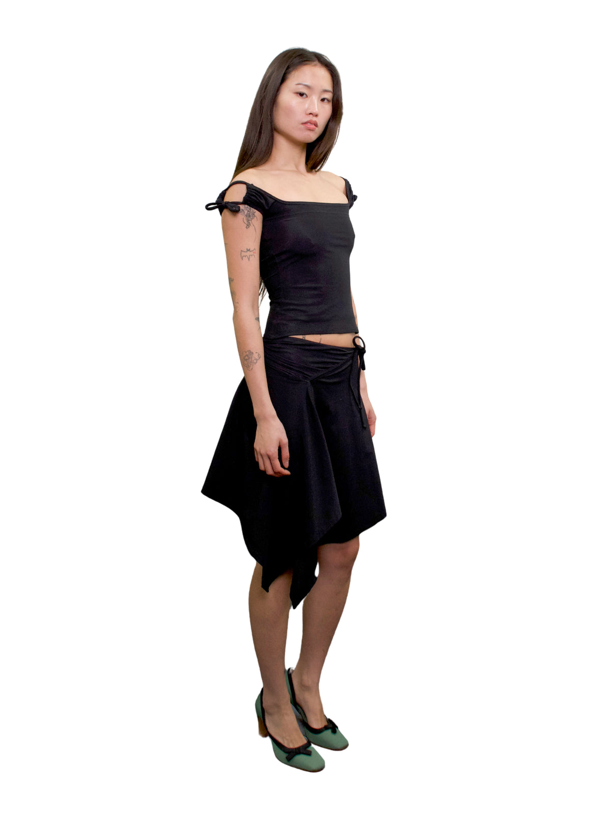 Midi handkerchief skirt - black
