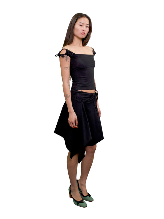 Midi handkerchief skirt - black