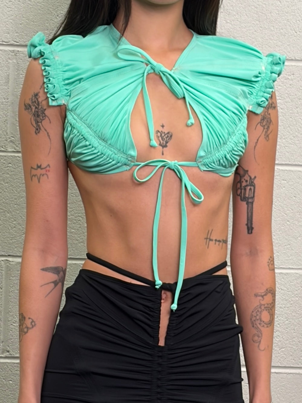 Bikini bolero in recycled lycra - aqua