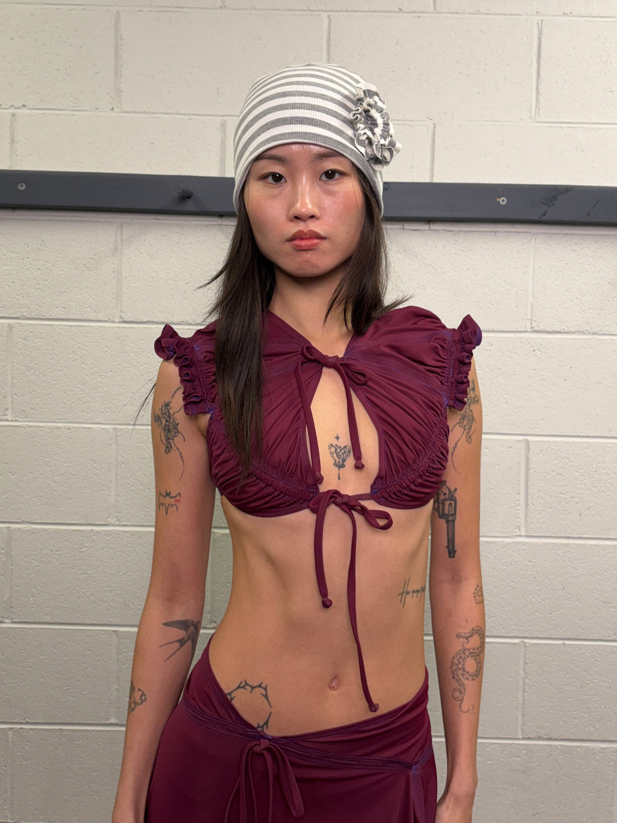 Bikini bolero in recycled lycra - plum