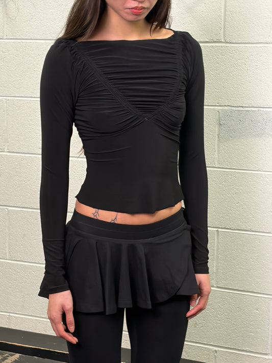 Gathered long sleeve - black