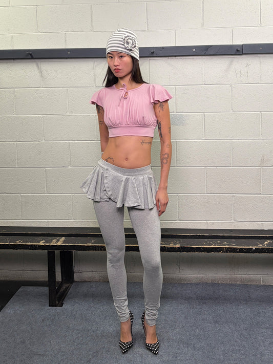 Skirted flute legging in organic cotton - grey