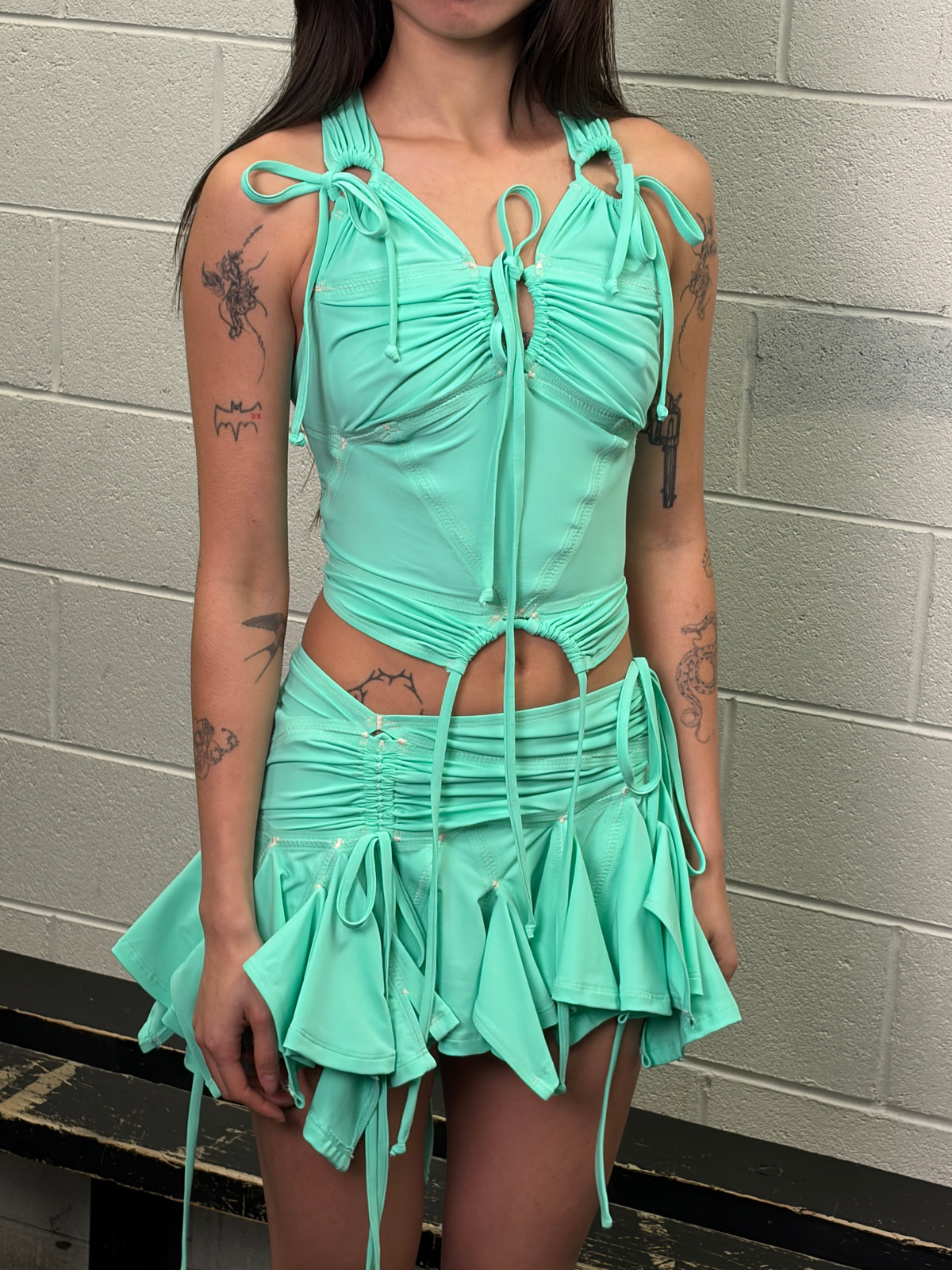 Tankini skirt in recycled lycra - aqua
