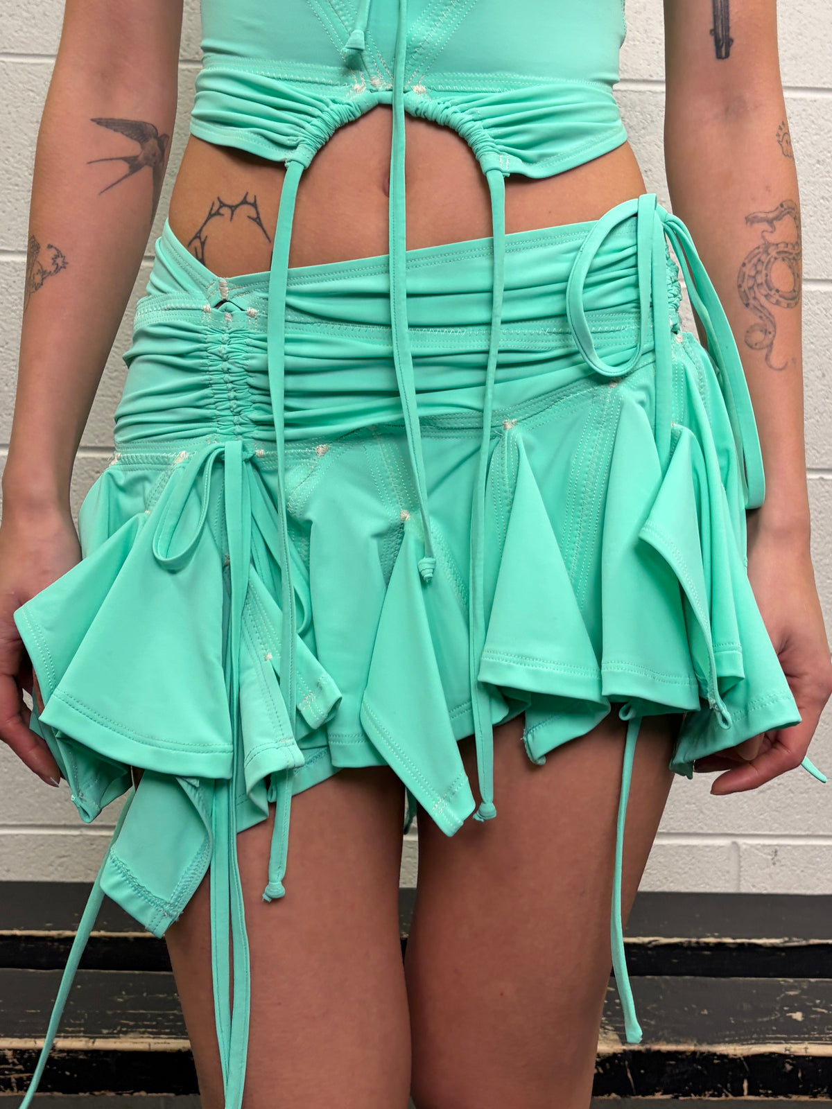 Tankini skirt in recycled lycra - aqua