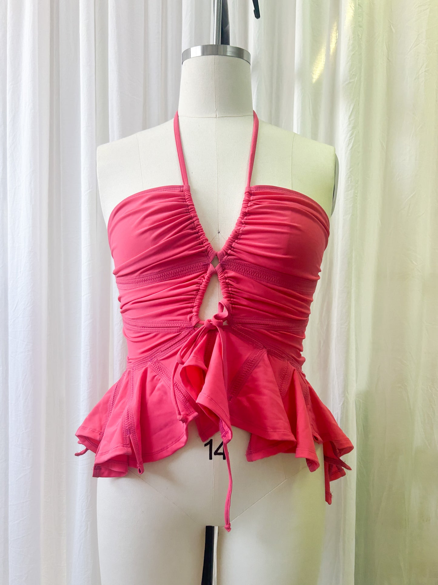 SS22 Ruffle peplum top - fuschia pink (medium)