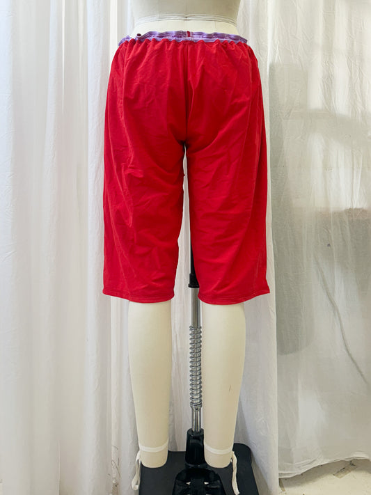 Ruffle capri board shorts - cherry, lilac (small)