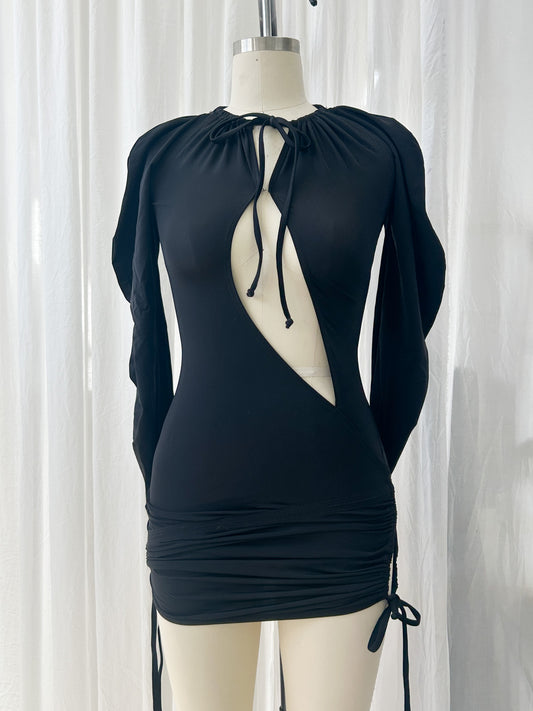 AW23 Plunged bodycon dress - black (extra small)