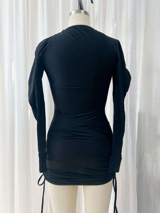 AW23 Plunged bodycon dress - black (extra small)