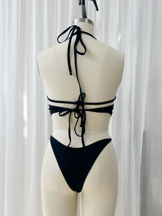 AW23- Flourished one piece swimsuit - black (small)