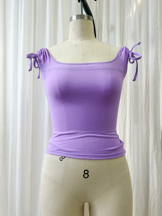 R25 - Scooped tie up blouse - lilac (extra small)