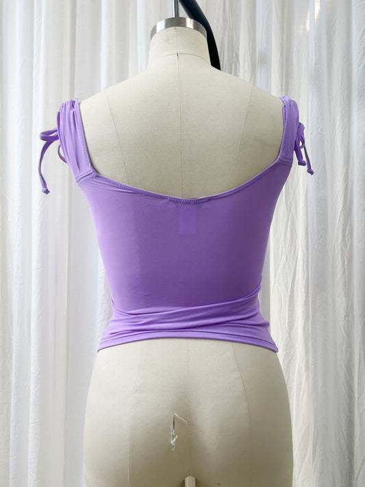 R25 - Scooped tie up blouse - lilac (extra small)