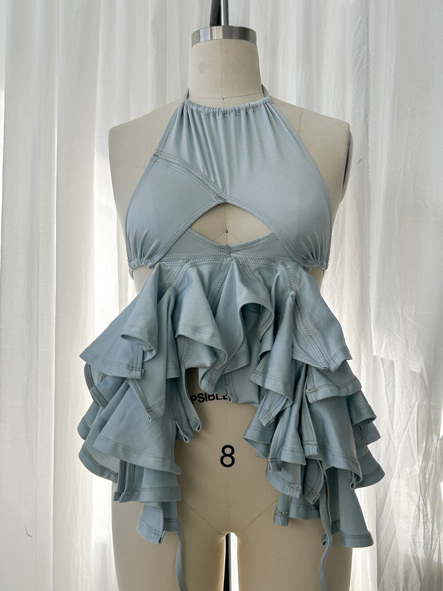AW23 - Ruffle peplum top - silver (small)