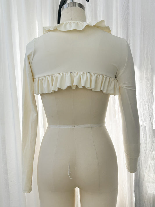 AW23- Frilly bolero- pearl (extra small)