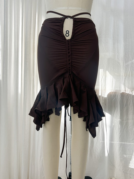 Soiree ruffle skirt - chocolate (extra small)