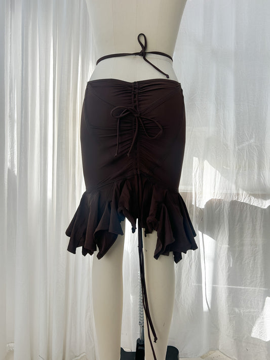 Soiree ruffle skirt - chocolate (extra small)