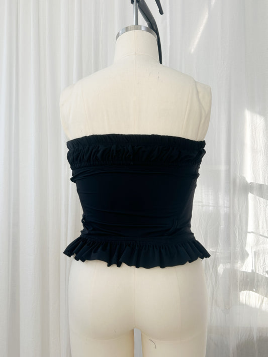 Strapless sweetheart bustier - black (large)