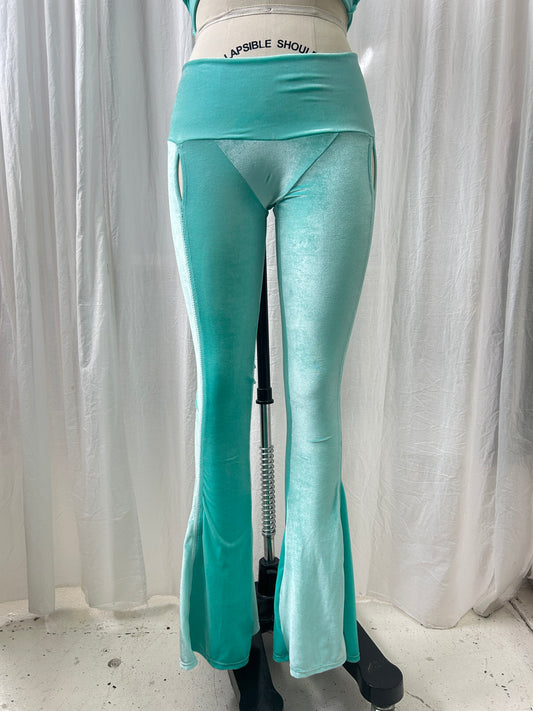 Premium Velour Split Trouser With Detachable Sash - Mint XS