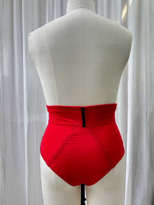 Red High Waisted Bikini Bottom - M