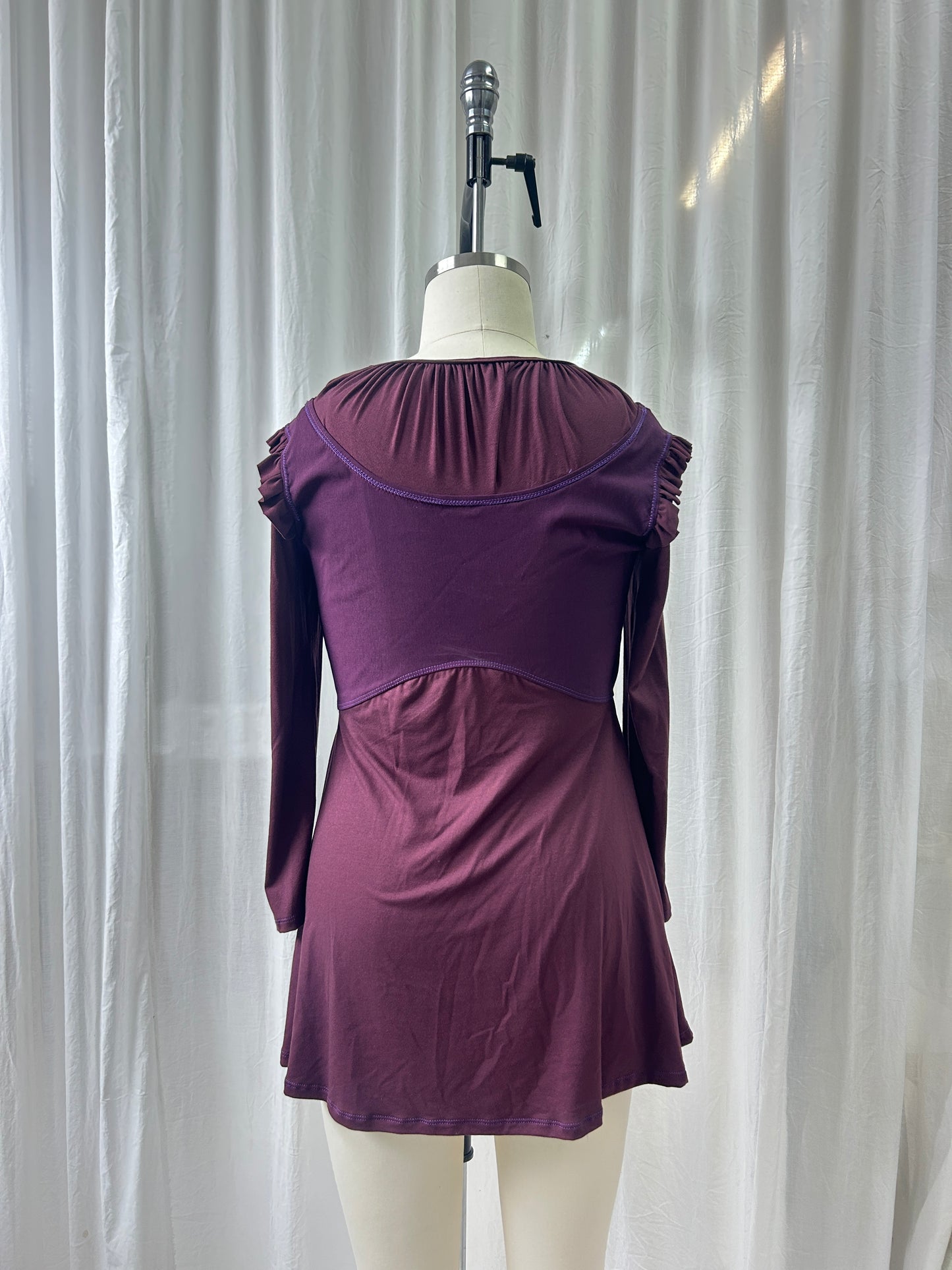 Long Sleeve Bustier Babydoll Dress Plum - 16/18