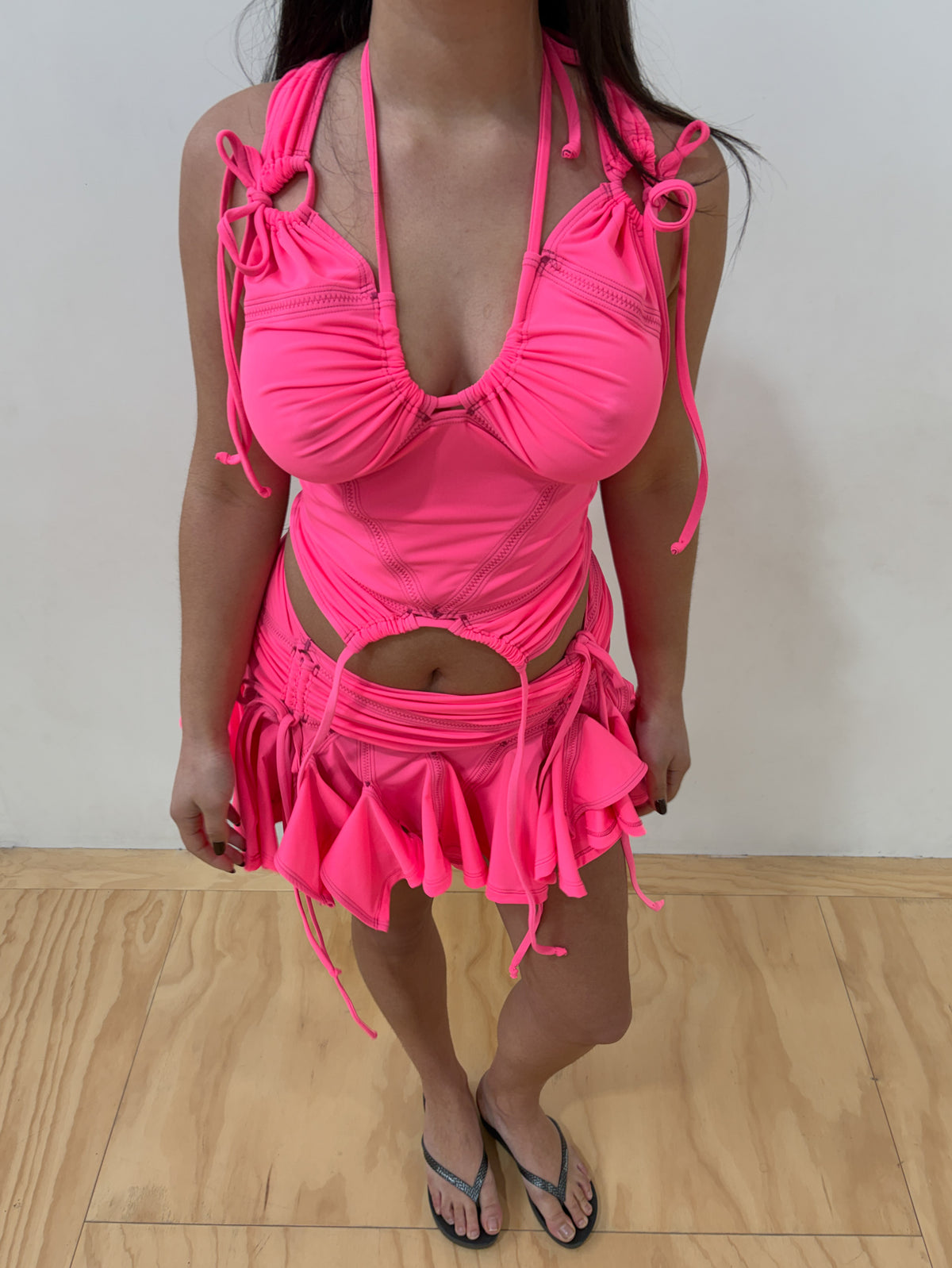 Tankini top in fluro pink