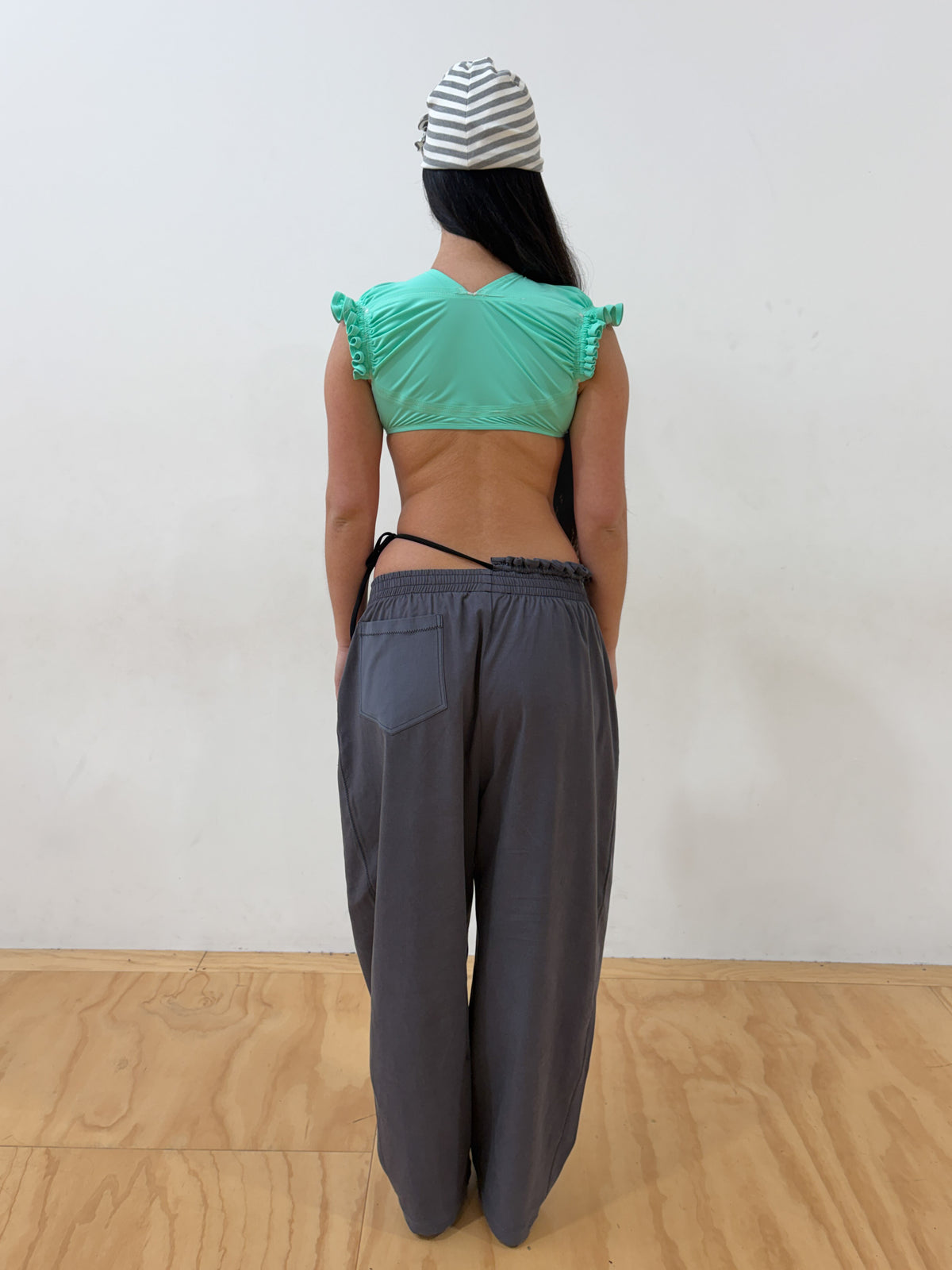Frilly Twill Trouser in cotton tencel - Slate