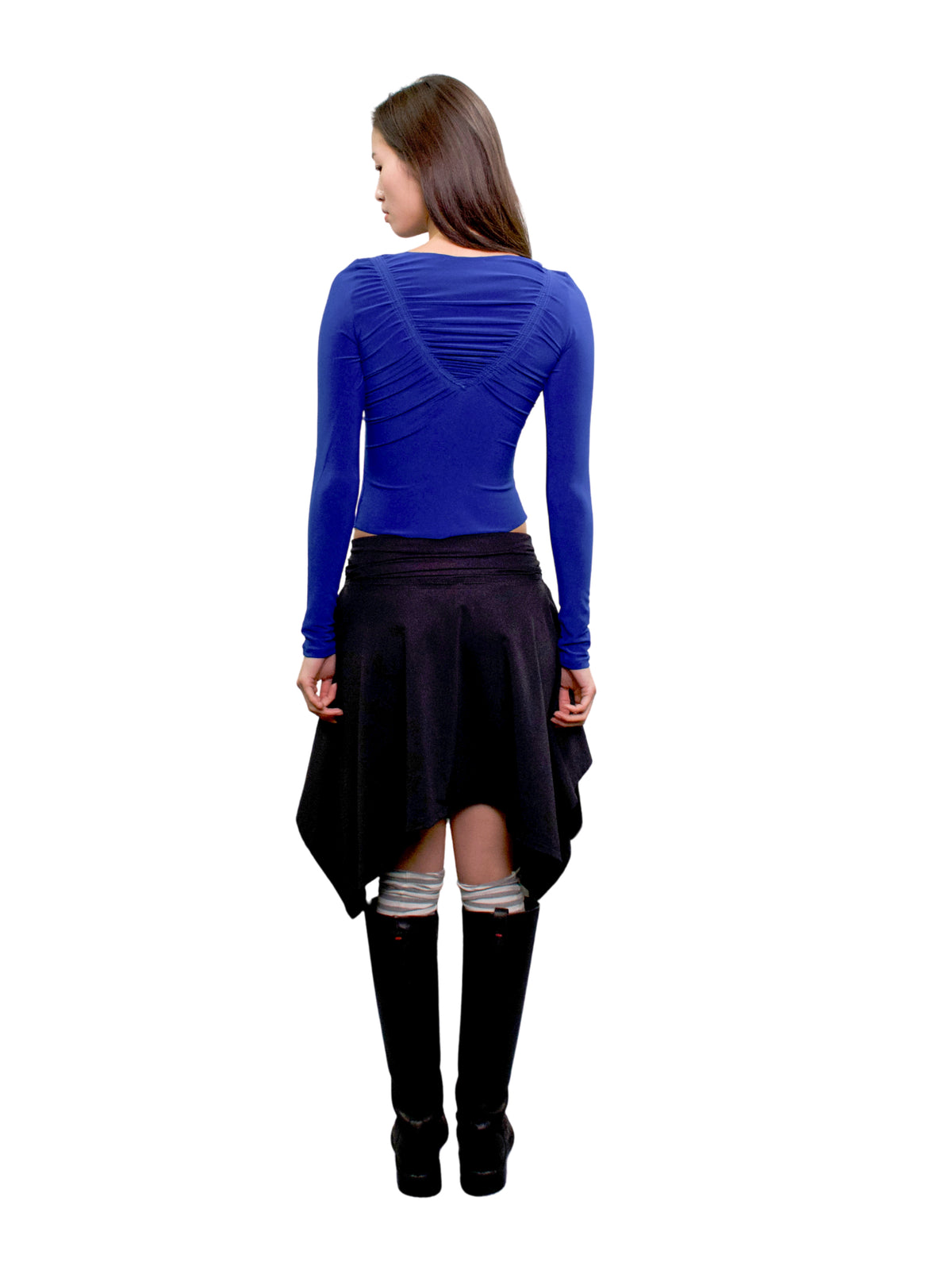 Gathered long sleeve - cobalt blue