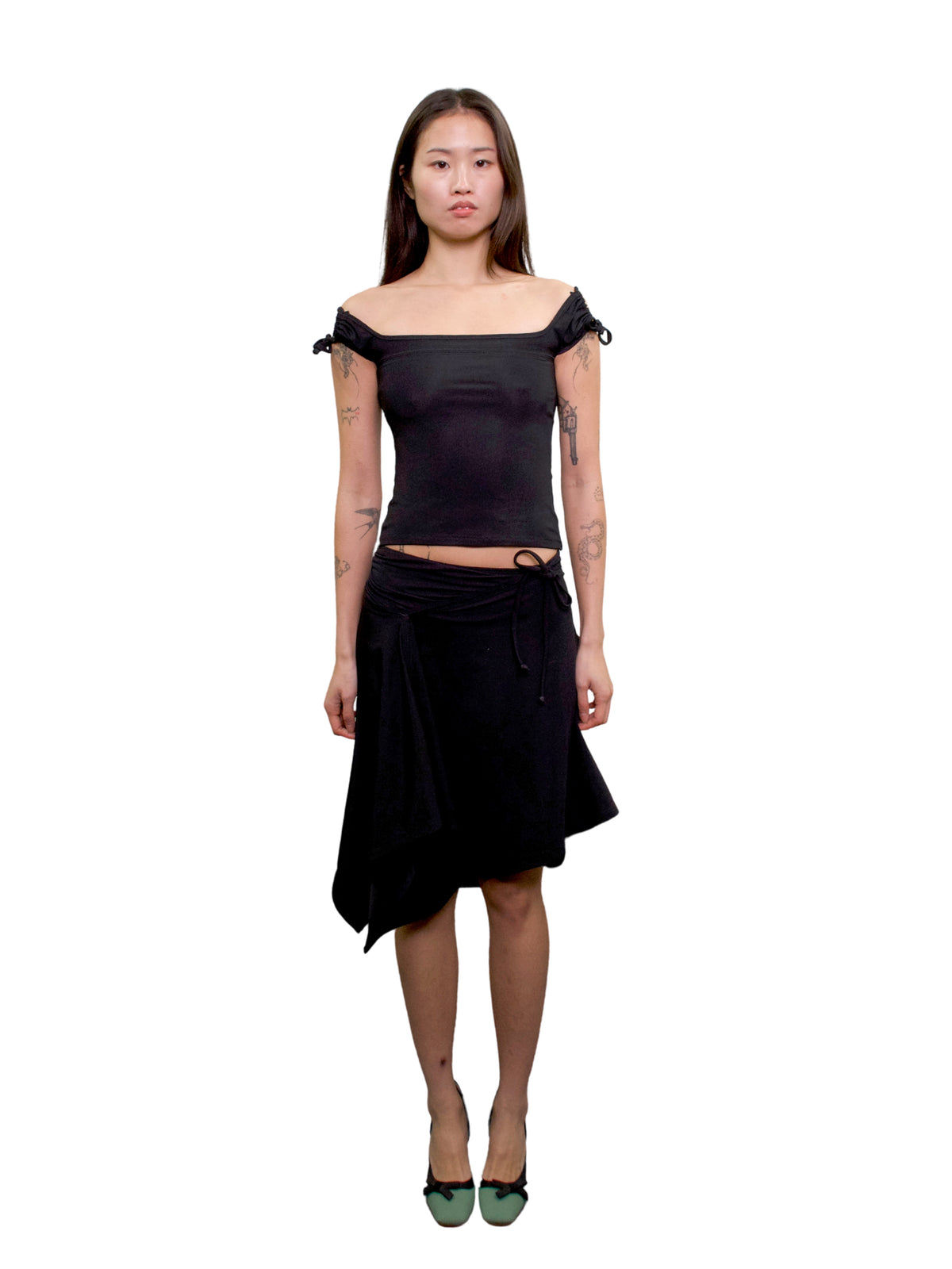 Midi handkerchief skirt - black
