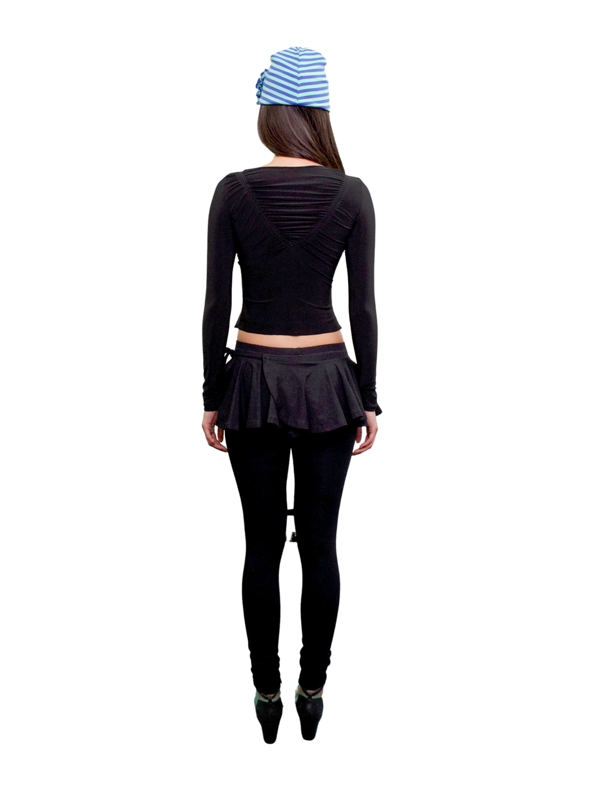 Gathered long sleeve - black