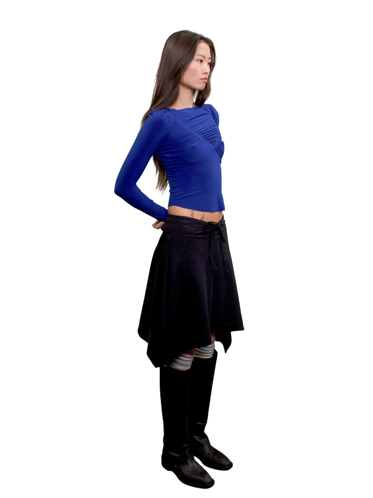Gathered long sleeve - cobalt blue