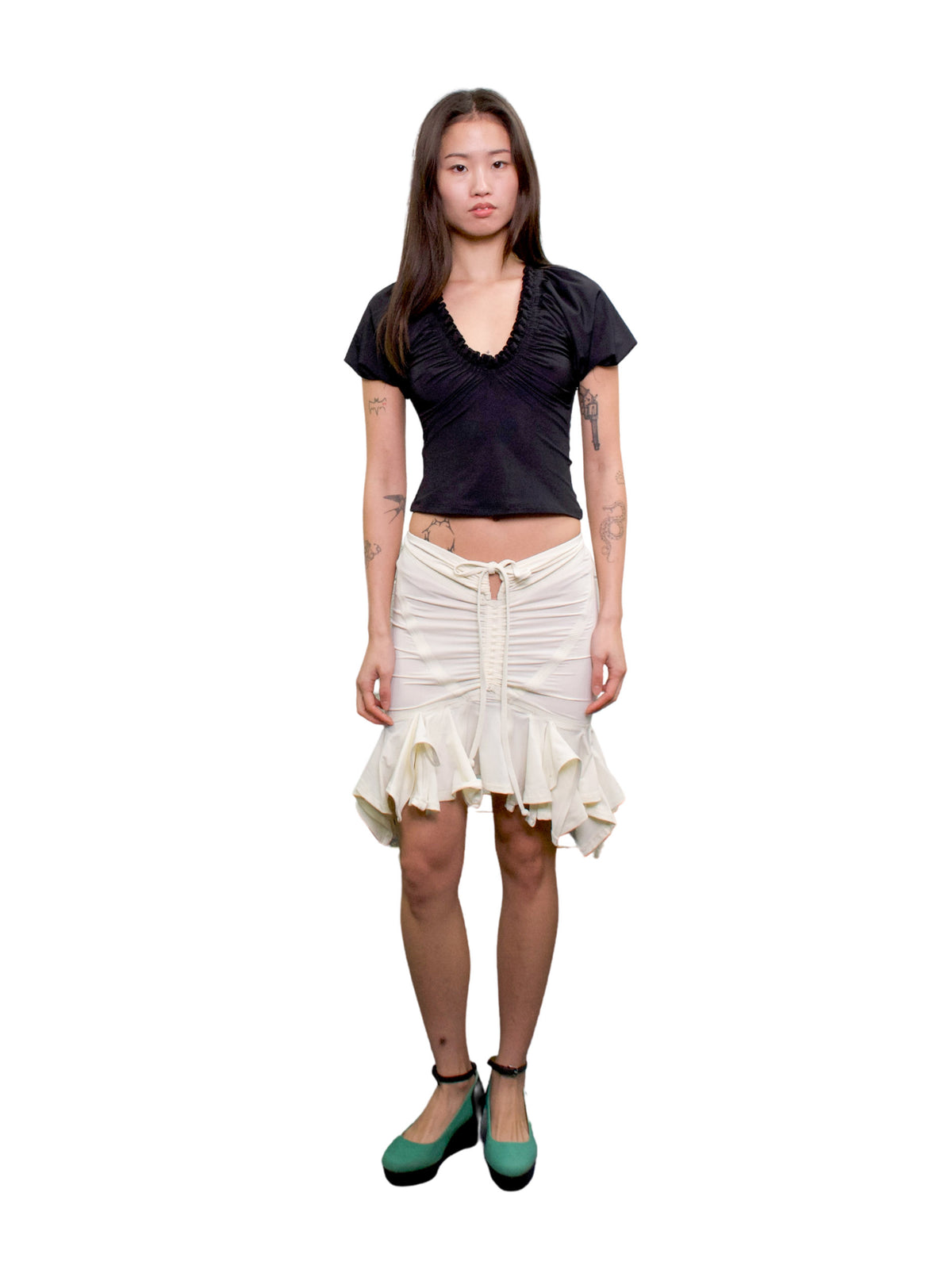 Frilly bloom blouse - black